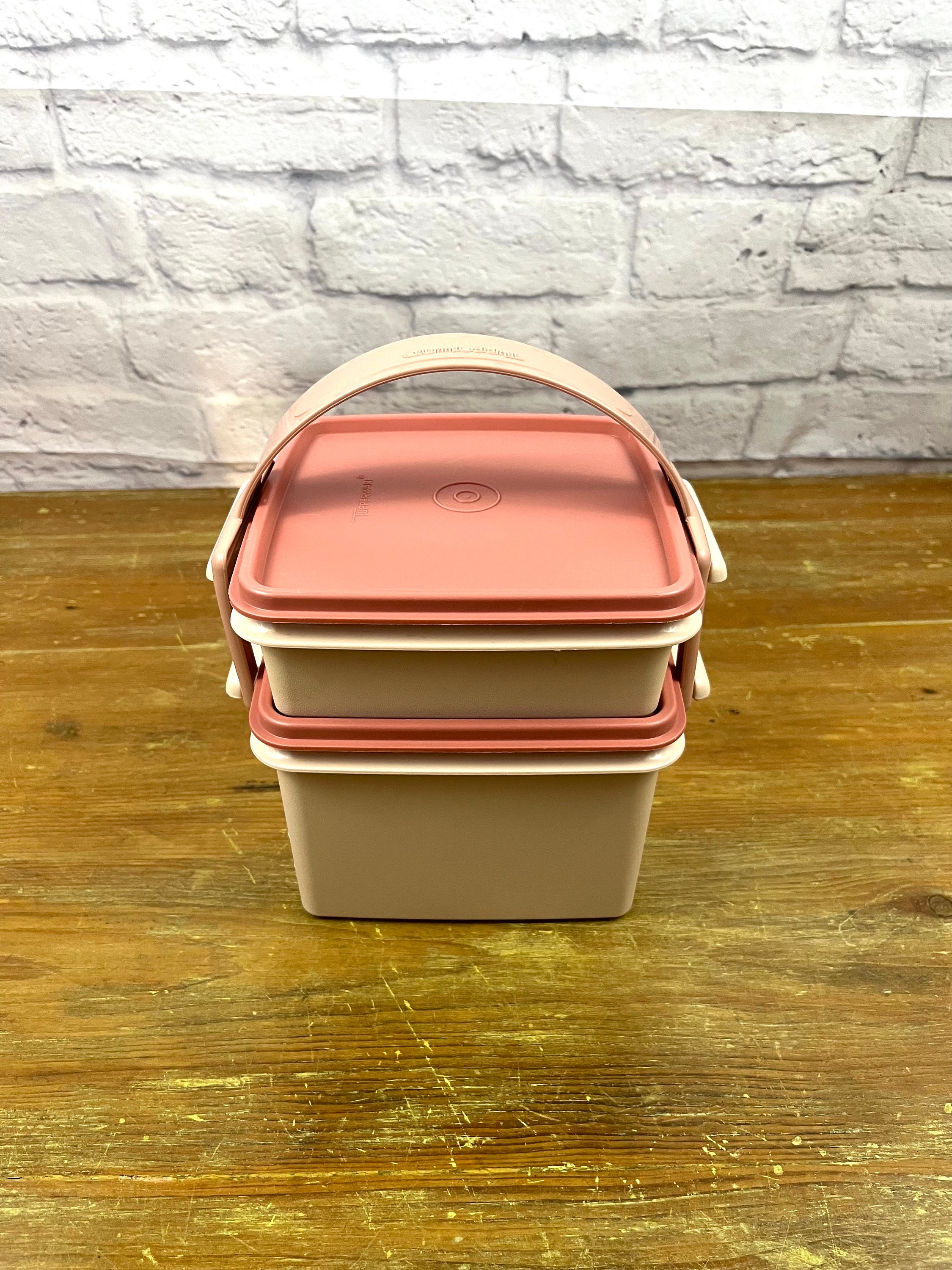 Vintage rosa Tupperware lonchera apilable Bento Box almacenamiento de alimentos Mauve 80s Tupperware Etsy Mexico