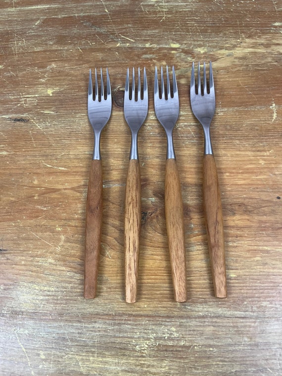 Mid Century Rare Wusthof Dreizack Rostfrei Wood Handled Stainless