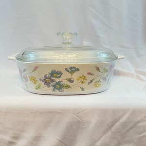Vintage Pastel Bouquet Corning Casserole 2 Liters