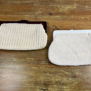 Vintage Raffia Clutch White and Ivory Made in Hong Kong Choice of 2