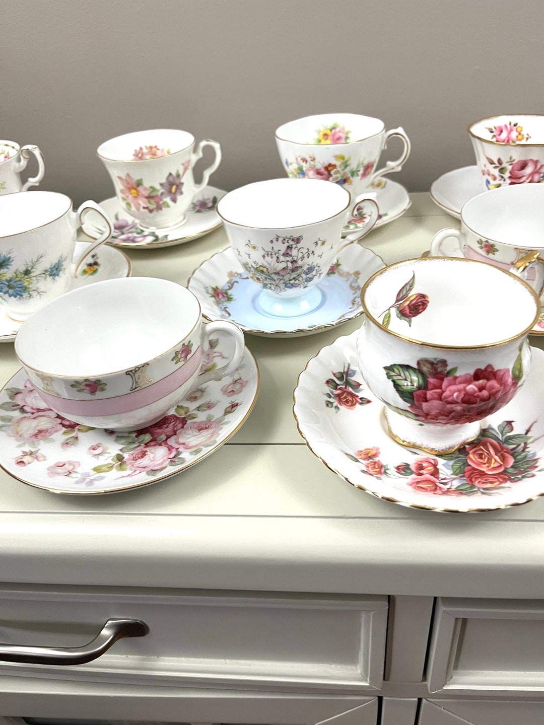 Vintage Mismatched Teacup Sets Mix & Match Tea Party Bridal Shower Teacup Gifts Bulk Teacups