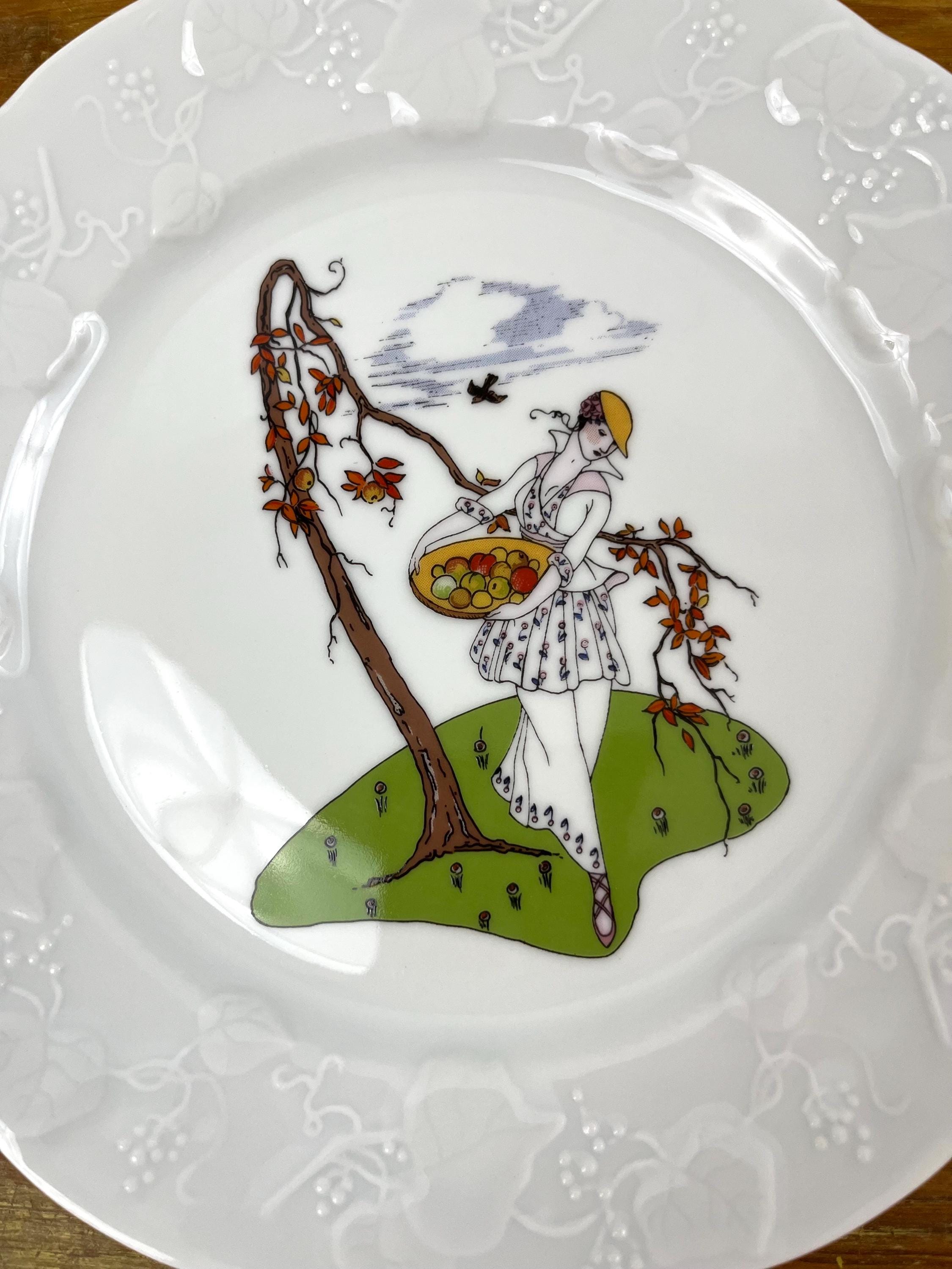 Vintage French Art Deco Design Salad Plates Lierre Sauvage CNP