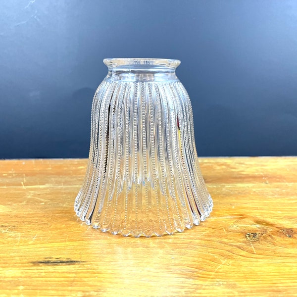 Vintage Ribbed Light Sconce Dotted Fluted Clear Glass Light Shade