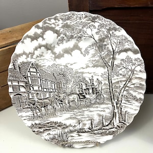 Vintage Royal Mail Transferware Dinner Plates Grayish Brown Transferware plates sold singly