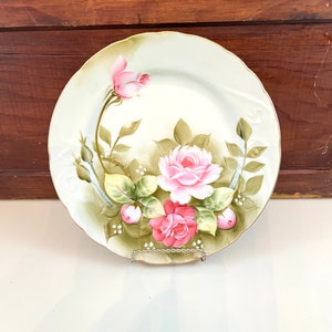 Vintage Heritage Green Lefton Rose Plate 9 inch Dinner plate