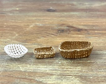 Vintage Dollhouse Sized Miniature Woven Baskets Set of 3