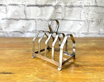 Vintage Silverplate Toast Holder 4 piece breakfast table accessory or letter holder desk accessory