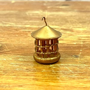 Mini Gold Dollhouse Bird Cage 1:12 Sized Miniature Display Case Decor