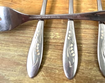 Vintage "White Lily" Stainless Flatware Oneida Silver Sold in Sets See Drop Down Menu
