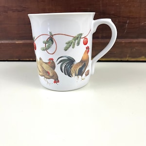Retro Chicken Mug Marjolein Bastin 90s Christmas Rooster Mug Christmas themed Farm Decor Gift