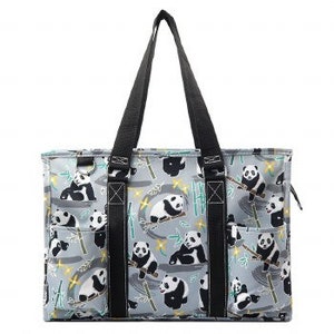 Cute Panda Bear with Red Hearts Tote Bag by Vimlesh Tailor - Fine