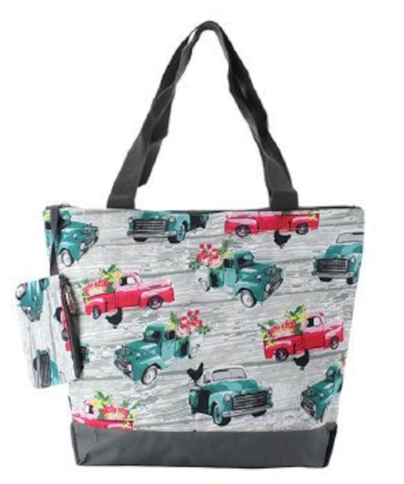 Canvas Southern Vintage Truck Tote Bag with free monogram