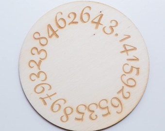 Coaster PI, 3.1415.... ,  engraved Wood, circle