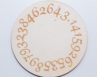 Coaster PI, 3.1415.... ,  engraved Wood, circle