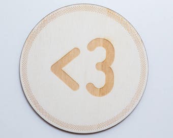 Coaster KL3, Heart, <3 ,  engraved Wood, circle
