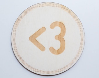 Coaster KL3, Heart, <3 ,  engraved Wood, circle