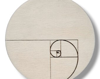 Coaster GOLDEN poplar plywood 10 cm diameter, 4 mm thick, beer mat golden spiral glass coaster golden ratio, gift dad