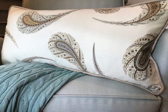Velvet Paisley Lumbar Pillow Etsy