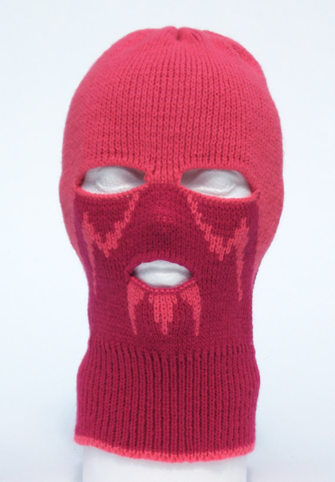 Knitted Pink Ski Mask Tuque Convertible Active Etsy