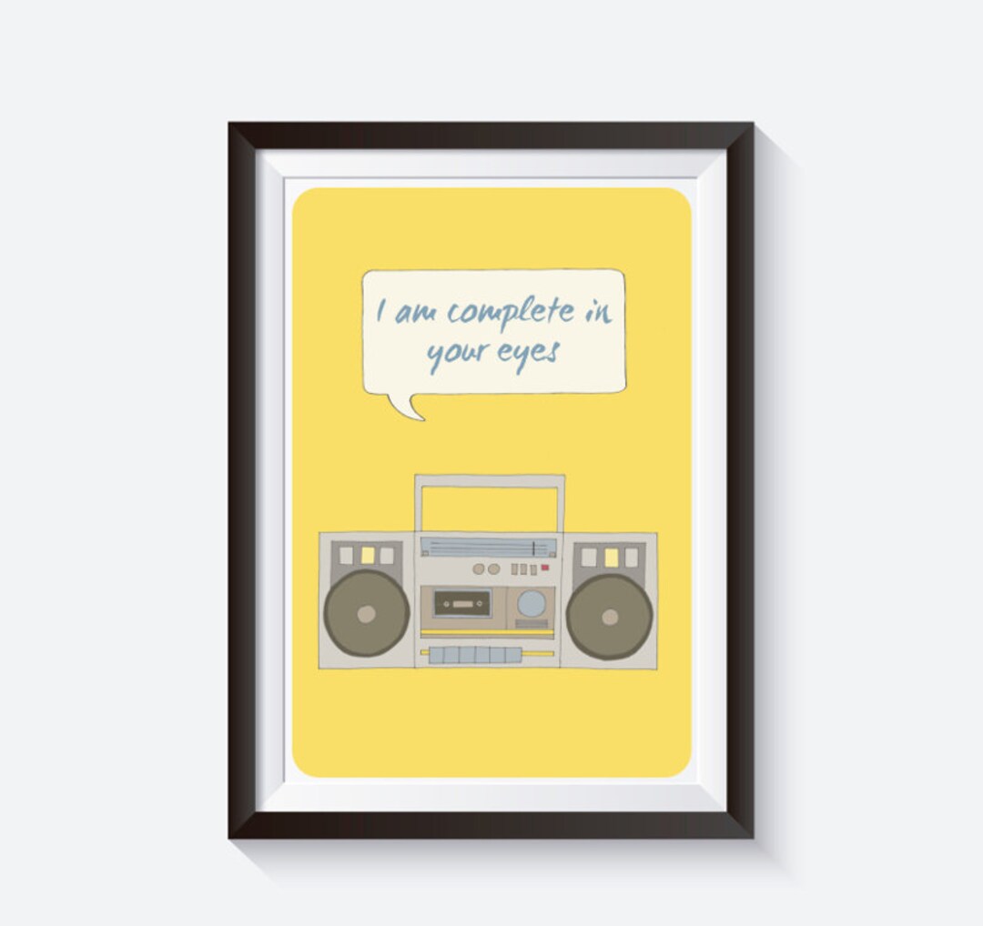 Boombox Illustration, Illustration Poster, Quote Print, Illustrated