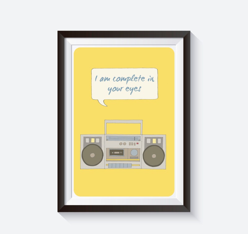 Boombox Illustration, Illustration Poster, Quote Print