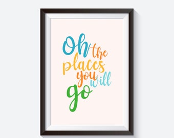 Oh the places you will go, adventure room decor, nursery quotes, inspirational kids, motivational quotes, childrens room, playroom prints