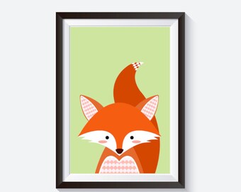 Fox gifts, fox tail print, nursery print, cute animal prints, childrens room, fox nursery art, woodland print, fox tail art, wildlife print