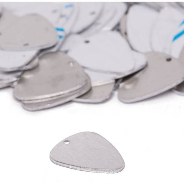 RMP Stamping Blanks, 1" x 1.188" Guitar Pick with One Hole, Aluminum 0.063" (14 Ga.) - 50 Pack