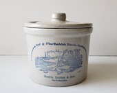 Stoneware Crock with a lid. farmhouse crock. Vintage Pottery.