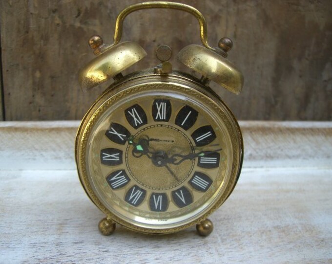 Small Vintage Alarm Clock Brass Gold Filigree Elegant Etsy