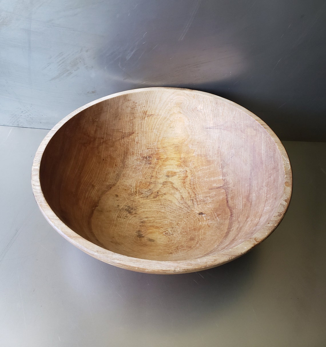 Wooden Dough Bowl. Rustic wood bowl. Farmhouse kitchen. Etsy