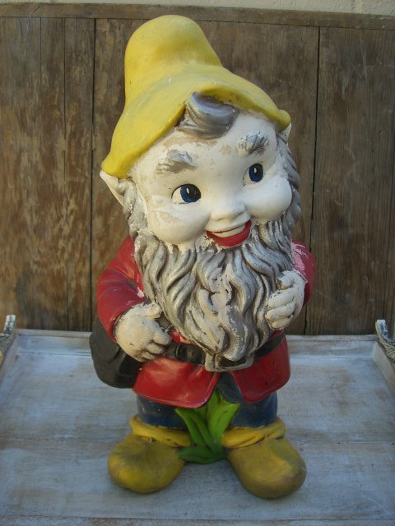 Vintage English garden gnome / Lawn Gnome Made of clay Hand Etsy