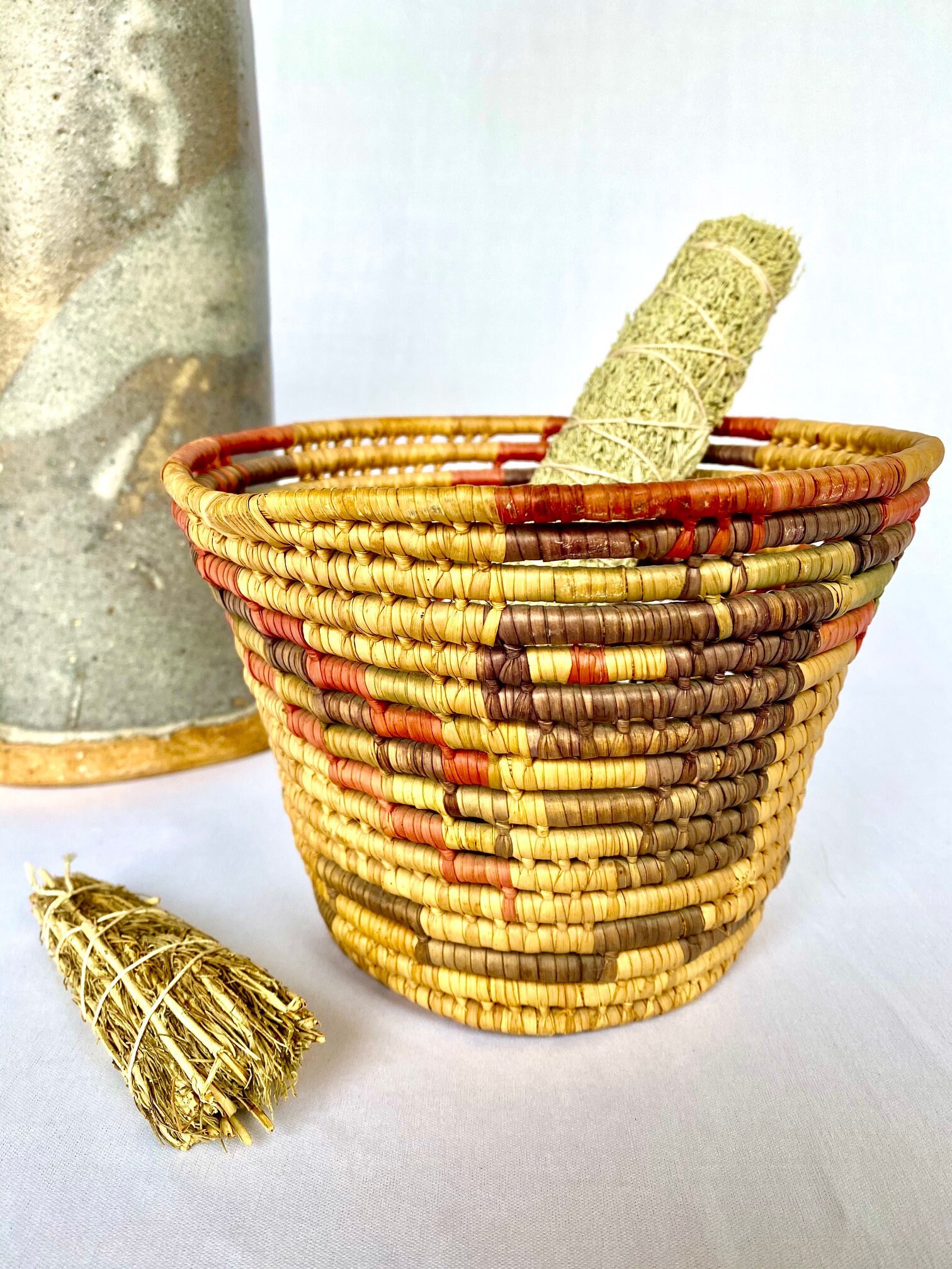 Handwoven Palm Basket Mexican Palm Basket Woven Basket Etsy