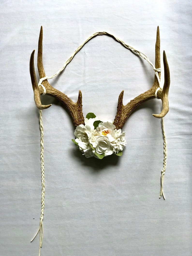 Paper Flower Antlers Floral Deer Antlers Antler Wall Mount Etsy