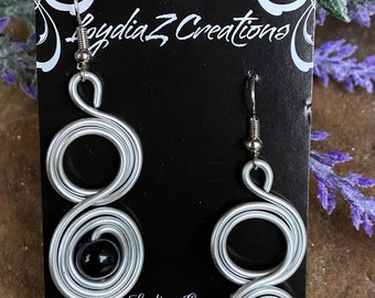 Bold Flirty Eye Catching Silver Black Aluminum Earrings/Hippie/Boho/Lydiaz/lightweight Earrings/Aluminum Jewelry