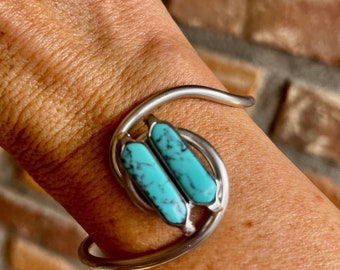 Beautiful Bold Eye Catching Turquoise Stone Bracelet/Sexy Bracelet Cuff/Fun/Unique/Boho/Handcrafted Jewelry/Stunning/Mesmerizing/LydiaZ