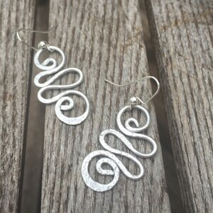 Unique Silver Hammered Jewelry/Silver Earrings/Silver Aluminum Earrings/LydiaZ/lightweight/Silver Wire Wrapped Jewelry/Hippie/Beautiful/Boho image 2