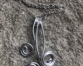 Unique Eye Catching/Bold Strong Jewelry/Silver Aluminum Pendant Necklace/Hippie/Boho/Lydiaz/lightweight/Unique Necklace/28 Inch Necklace