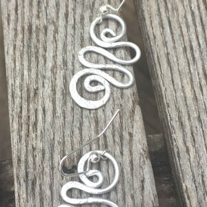 Unique Silver Hammered Jewelry/Silver Earrings/Silver Aluminum Earrings/LydiaZ/lightweight/Silver Wire Wrapped Jewelry/Hippie/Beautiful/Boho image 3