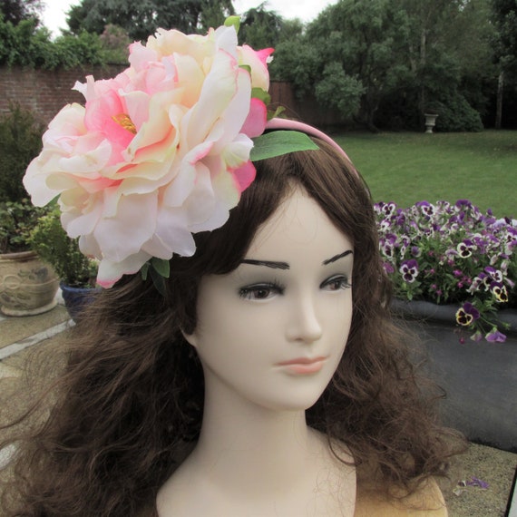 Pink Rose Fascinator Wedding Guest Hair Accessories Pink Etsy