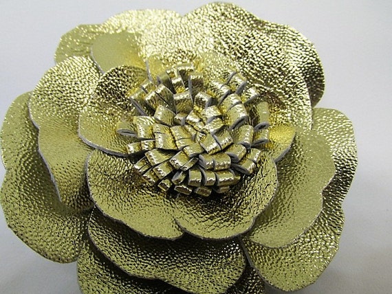 Golden Wedding Leather Flower Brooch Hair Clip Gold Shoe Etsy