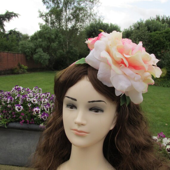 Pink Rose Fascinator Wedding Guest Hair Accessories Pink Etsy