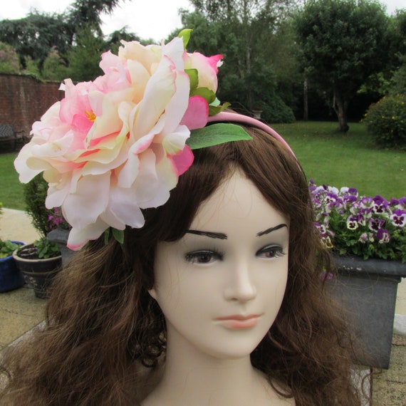 Pink Rose Fascinator Wedding Guest Hair Accessories Pink Etsy