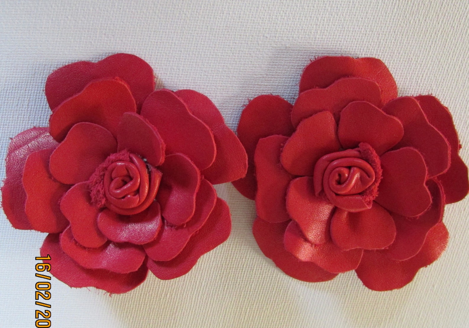 Red Leather Flower Shoe Clips Red Shoe Clips Shoe Flowers Etsy