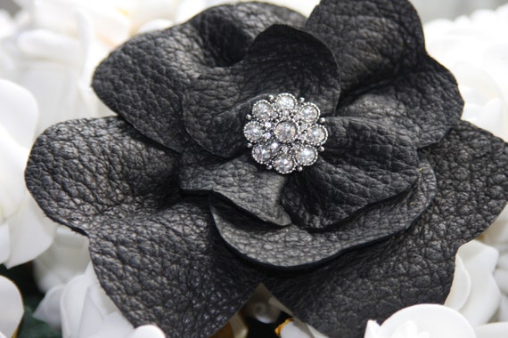 FASCINATOR flower on a covered black headband with diamante centre in 2 colours