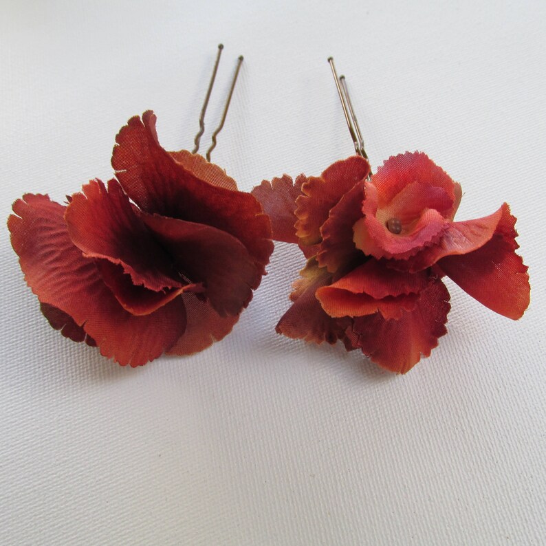 3 X Rust Hydrangea Hair Pin Wedding Hair Pins Hydrangea Hair Etsy UK