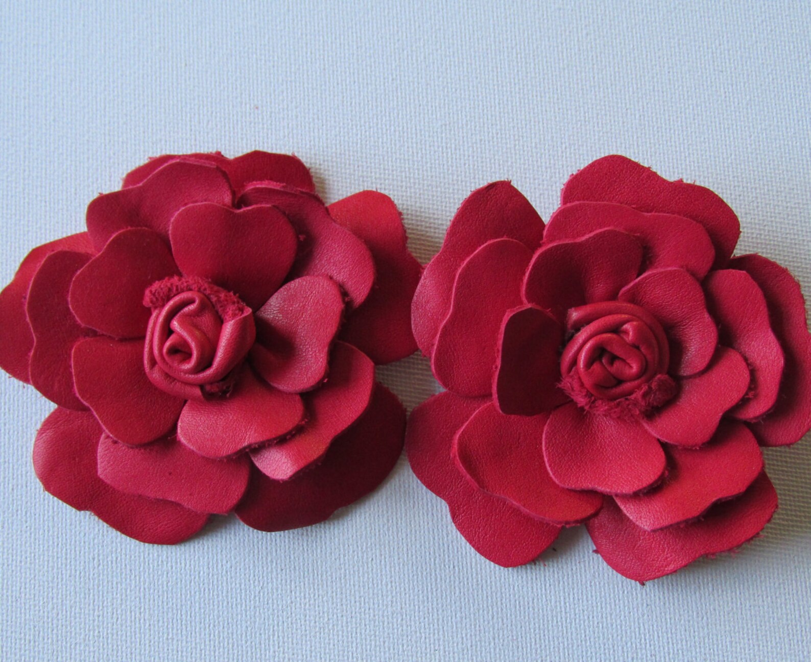 Red Leather Flower Shoe Clips Red Shoe Clips Shoe Flowers Etsy UK