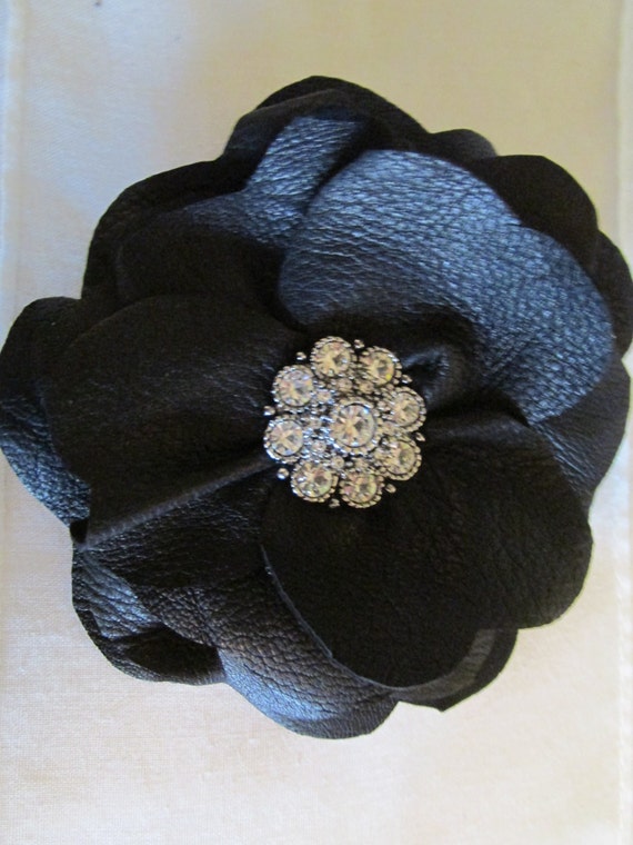 FASCINATOR flower on a covered black headband with diamante centre in 2 colours