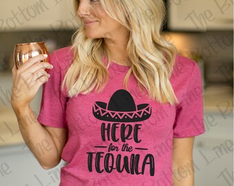 Here for Tequila Tee, Fiesta Drinking Tee, Party T-Shirt, Drinking Shirt, Vacation Tee, Fiesta Party Tshirts, Bachelorette Shirt