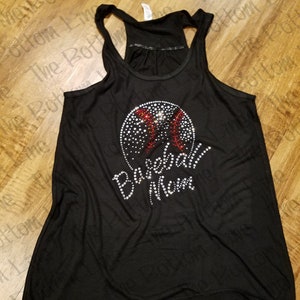 Baseball Mom Rhinestone Tank Top//Baseball Grandma Flowy Tank//Baseball Sister//Baseball Aunt//Team Tank Tops//Baseball Tanks//Little League image 1